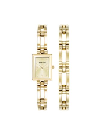 שעון נשים + צמיד אנה קליין ANNE KLEIN Iconic Rectangular Case Bangle Watch 10/4898GPST