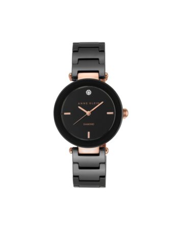 שעון נשים אנה קליין ANNE KLEIN Ceramic Bracelet Watch with Diamond Accents AK/1018RGBK