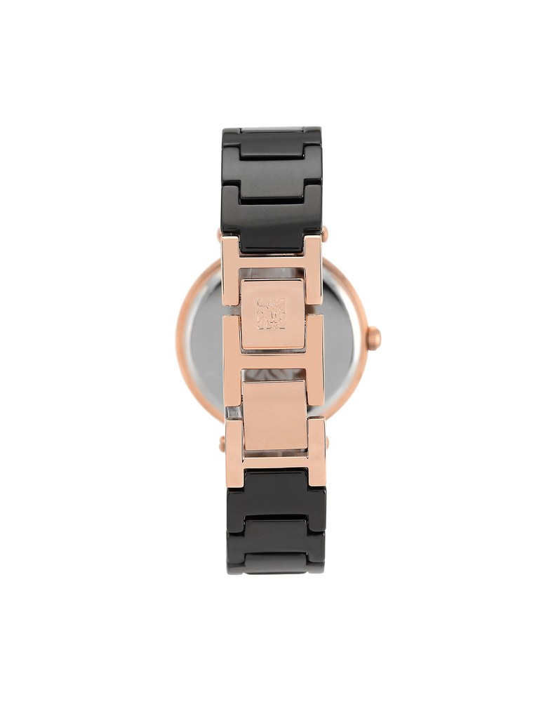 שעון נשים אנה קליין ANNE KLEIN Ceramic Bracelet Watch with Diamond Accents AK/1018RGBK – תמונה 3
