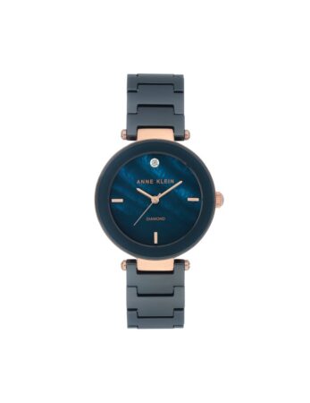 שעון נשים אנה קליין ANNE KLEIN Ceramic Bracelet Watch with Diamond Accents AK/1018RGNV