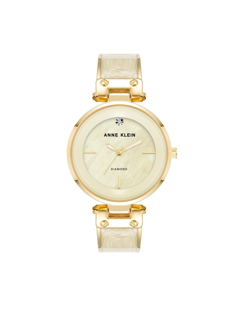 שעון נשים אנה קליין ANNE KLEIN Diamond Accented Bangle Bracelet Watch AK/2512IVGB