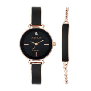 שעון נשים + צמיד אנה קליין ANNE KLEIN AK/3620BKST – לוח שחור