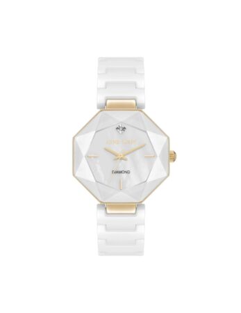 שעון נשים אנה קליין ANNE KLEIN Octagonal Ceramic Diamond Dial Bracelet Watch AK/5064GPWT