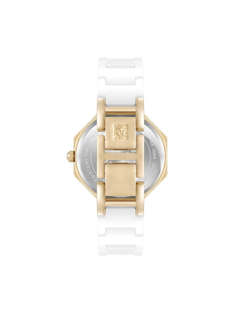 שעון נשים אנה קליין ANNE KLEIN Octagonal Ceramic Diamond Dial Bracelet Watch AK/5064GPWT – תמונה 3