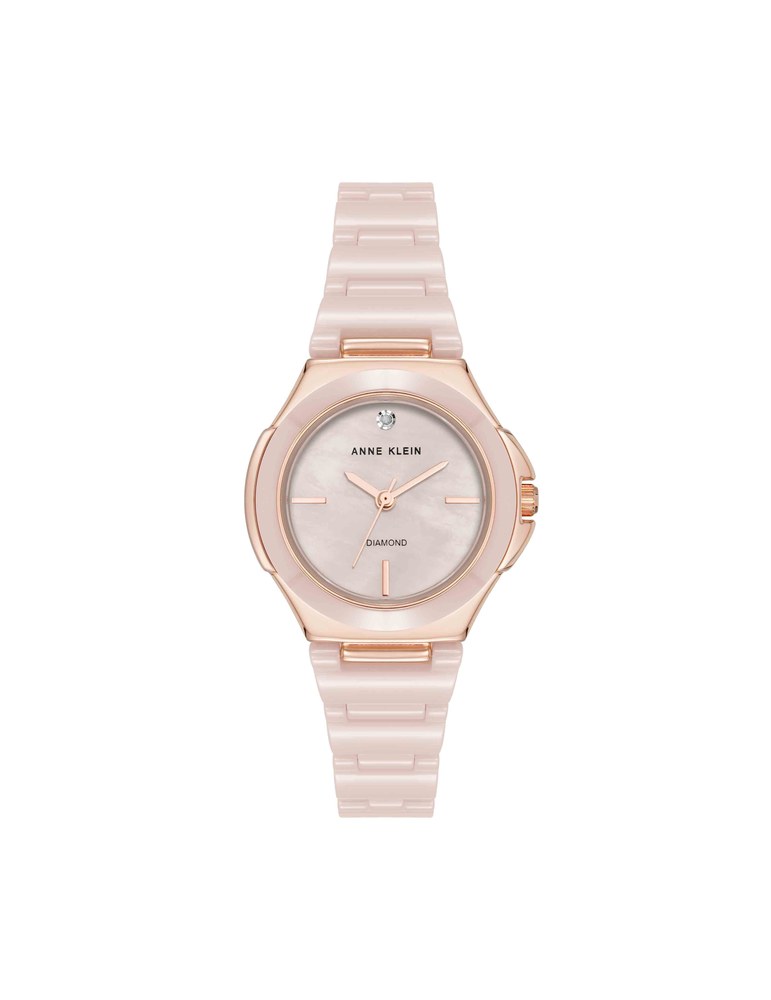 שעון נשים אנה קליין ANNE KLEIN Ceramic Bracelet and Bezel Watch AK/5112RGBH