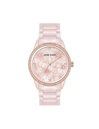שעון נשים אנה קליין ANNE KLEIN Ceramic Bracelet Floral Dial Watch AK/5172RGBH