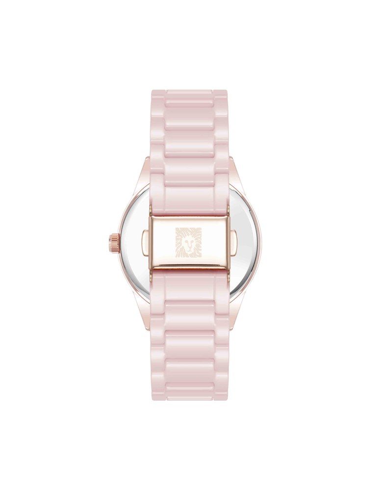 שעון נשים אנה קליין ANNE KLEIN Ceramic Bracelet Floral Dial Watch AK/5172RGBH – תמונה 3