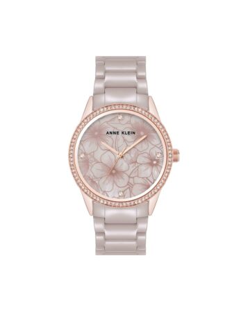 שעון נשים אנה קליין ANNE KLEIN Ceramic Bracelet Floral Dial Watch AK/5172RGTP