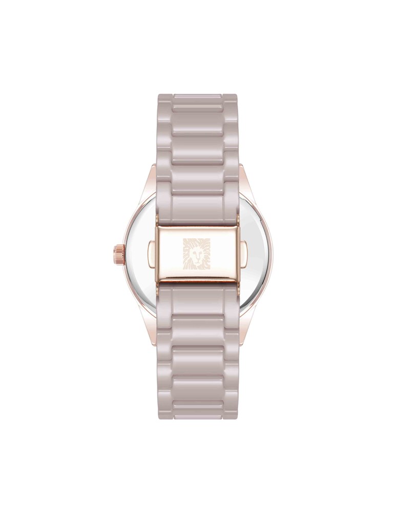 שעון נשים אנה קליין ANNE KLEIN Ceramic Bracelet Floral Dial Watch AK/5172RGTP – תמונה 3
