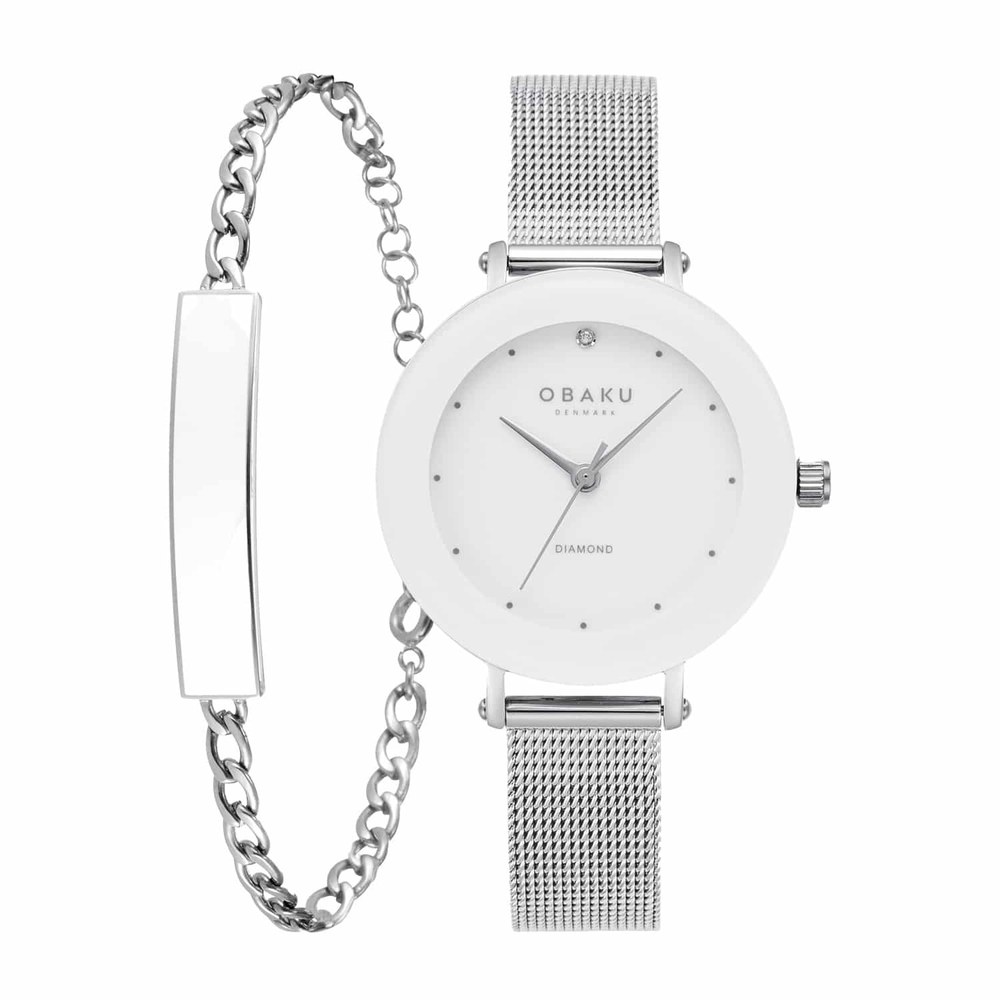 מארז מתנה שעון נשים וצמיד אובקו OBAKU Lilje V299LXCWMC-EJBCW