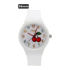 שעון ילדים ווגס Vegas 991600-21 – לבן, לוח דובדבנים מספרים, 36mm