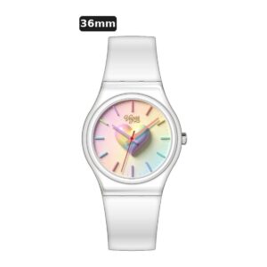 שעון ילדים ווגס Vegas 991600-29 – לבן, לוח לב צבעוני עם שנתות, 36mm