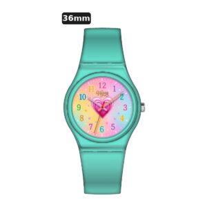 שעון ילדים ווגס Vegas 991600-64 – ירוק פיסטוק, לוח ציורי לבבות עם מספרים, 36mm