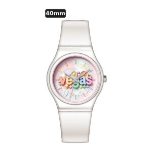 שעון ילדים ווגס Vegas 991600-67 – לבן, לוח VEGAS צבעוני עם שנתות, 40mm