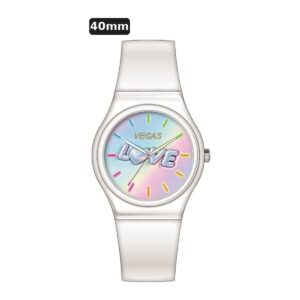 שעון ילדים ווגס Vegas 991600-71 – לבן, לוח LOVE עם שנתות, 40mm
