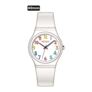 שעון ילדים ווגס Vegas 991600-76 – לבן, לוח מספרים חלק, 40mm