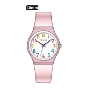 שעון ילדים ווגס Vegas 991600-90 – ורוד, לוח מספרים חלק, 40mm