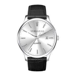 שעון גברים ורסאי Versaille 992612-2 – כסוף רצועת עור שחורה לוח כסוף